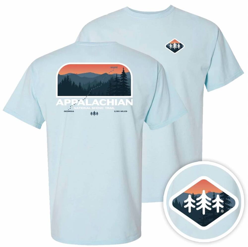NEW TRIPINE men's appalachian trail garment dyed short sleeve tee in ice blue